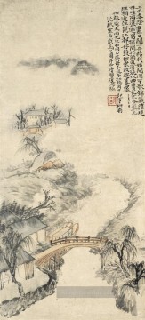  maler galerie - Shitao Flussufer im Regen Chinesische Malerei